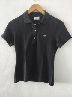 Lacoste black polo shirt for women SMALL size 38 ( ORIGINAL )