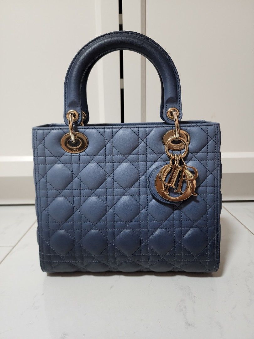 Small Lady Dior My ABCDior Bag Indigo Blue Gradient Cannage Lambskin  DIOR