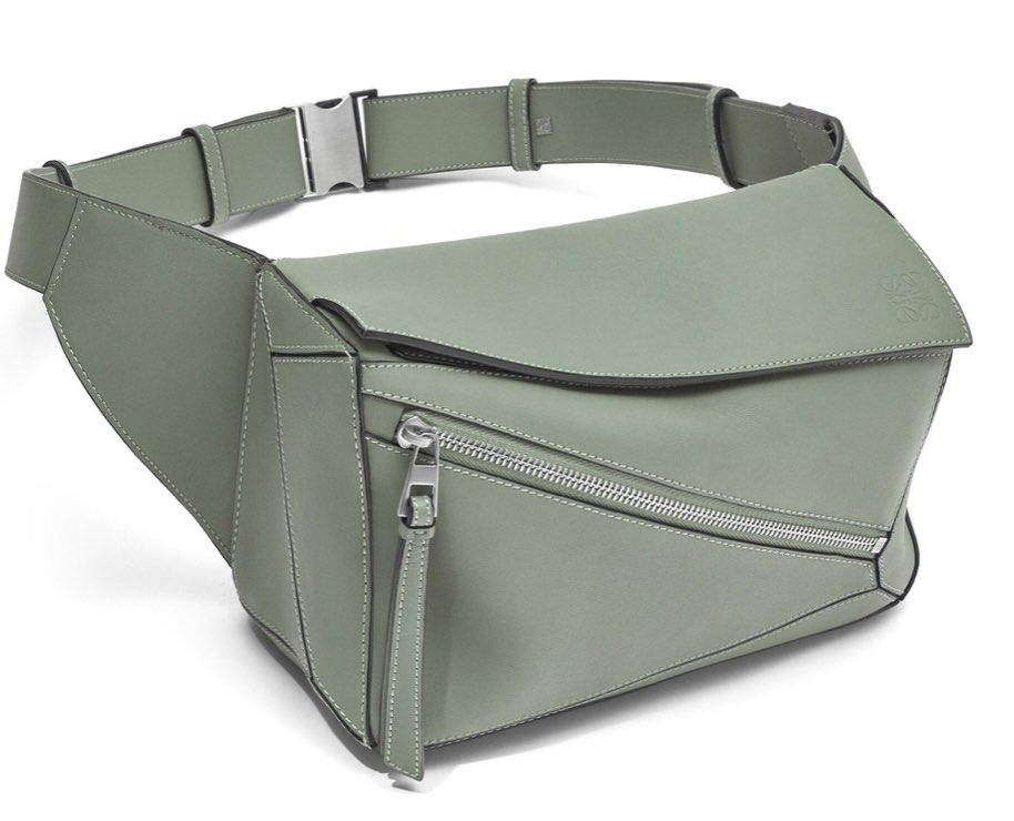 LOEWE Puzzle Bumbag In Classic Calfskin Mini Khaki Green