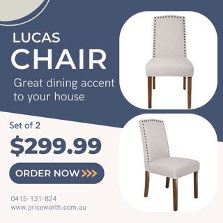 LUCAS DINING CHAIR - ON SALE!! BUY NOW!!