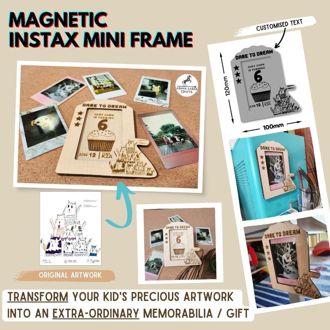 Magnetic Instax Mini Photo Frame Craft [CUSTOM DESIGN], Hobbies & Toys ...