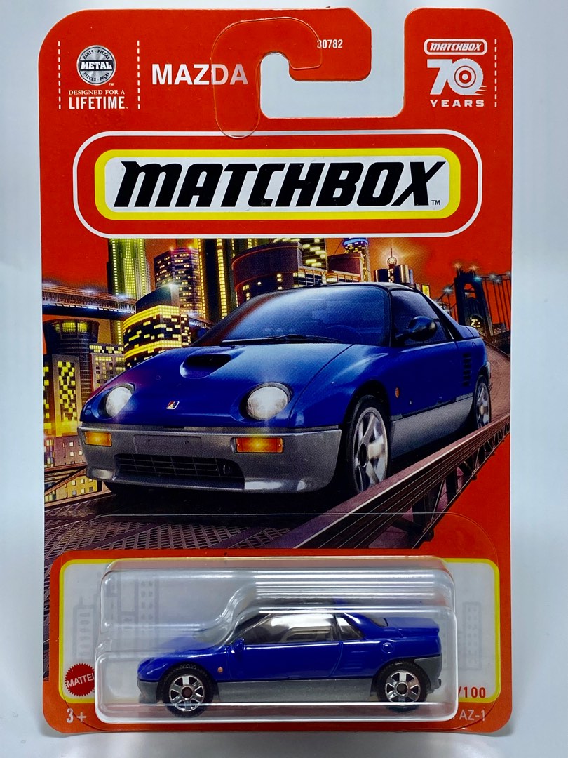 MBX Matchbox 1992 MAZDA AUTOZAM AZ1 Blue Sports Kei 70 th 1/64 Diecast