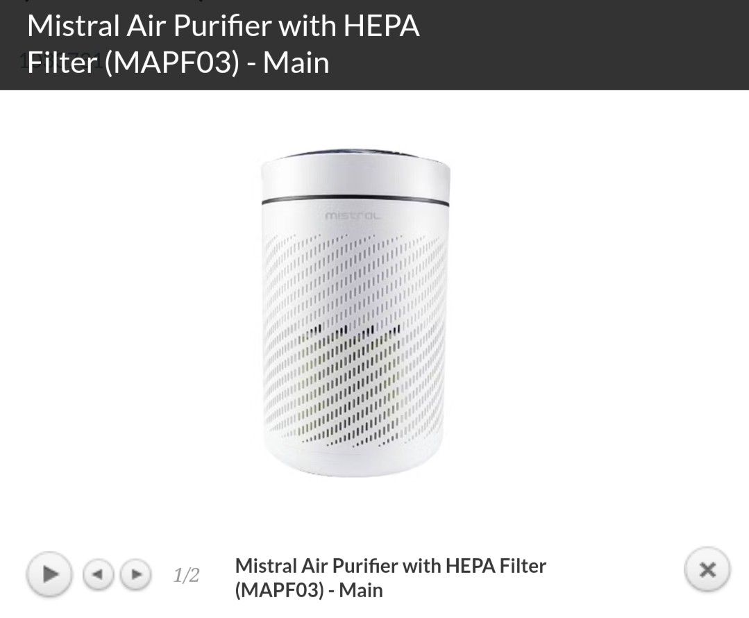 Mistral Air Purifier with HEPA Filter (MAPF03), TV & Home Appliances