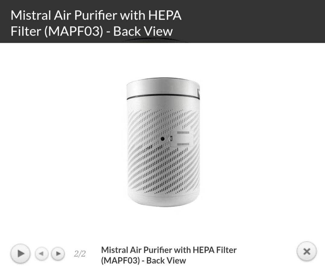 Mistral Air Purifier with HEPA Filter (MAPF03), TV & Home Appliances