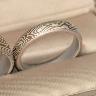 MOKUME GANE THIN ROUNDED BAND AG583, MOKUME GANE, JEWELRY MAKING, METALSMITHING, METAL WORKS, JEWELLERY TECHNIQUE, COPPER, SILVER, WOOD GRAIN PATTERN
