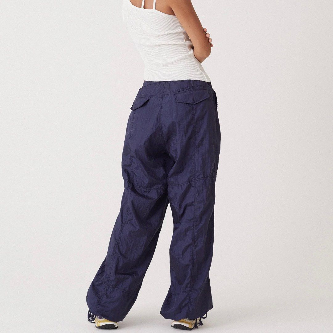 Motel Rocks Parachute Pants Navy on Carousell