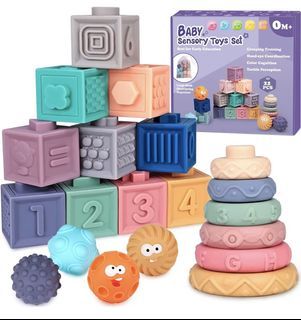 New  Baby toys 6-12 Months - Montessori Toys for Babies 0-6-12-18 Months - Stacking Building Blocks