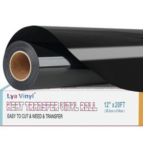 New Heat Transfer Vinyl - Lya Vinyl 12" x 20ft Black Iron on Vinyl Roll for Cricut, m