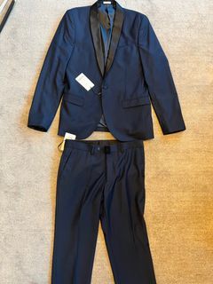 New JULES UK mens navy blue  tuxedo suit set