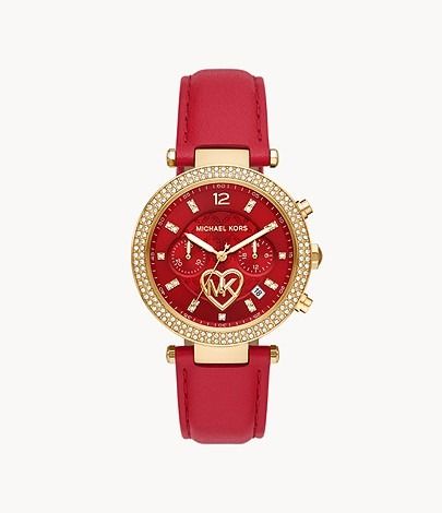 50 Discount Michael Kors Parker Chronograph Red Leather Watch 39mm MK2992