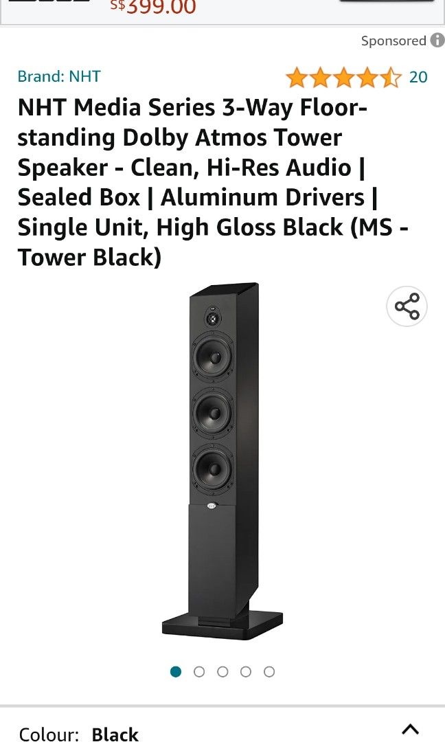 Floorstanding Speaker Nht Dolby Atmos Speakers Black Satellite NHT