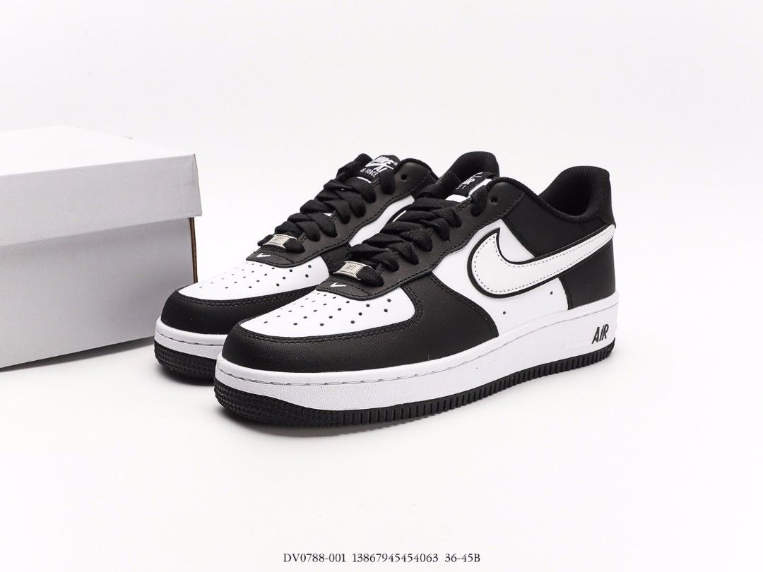 Nike air force 1 sales low black white swoosh