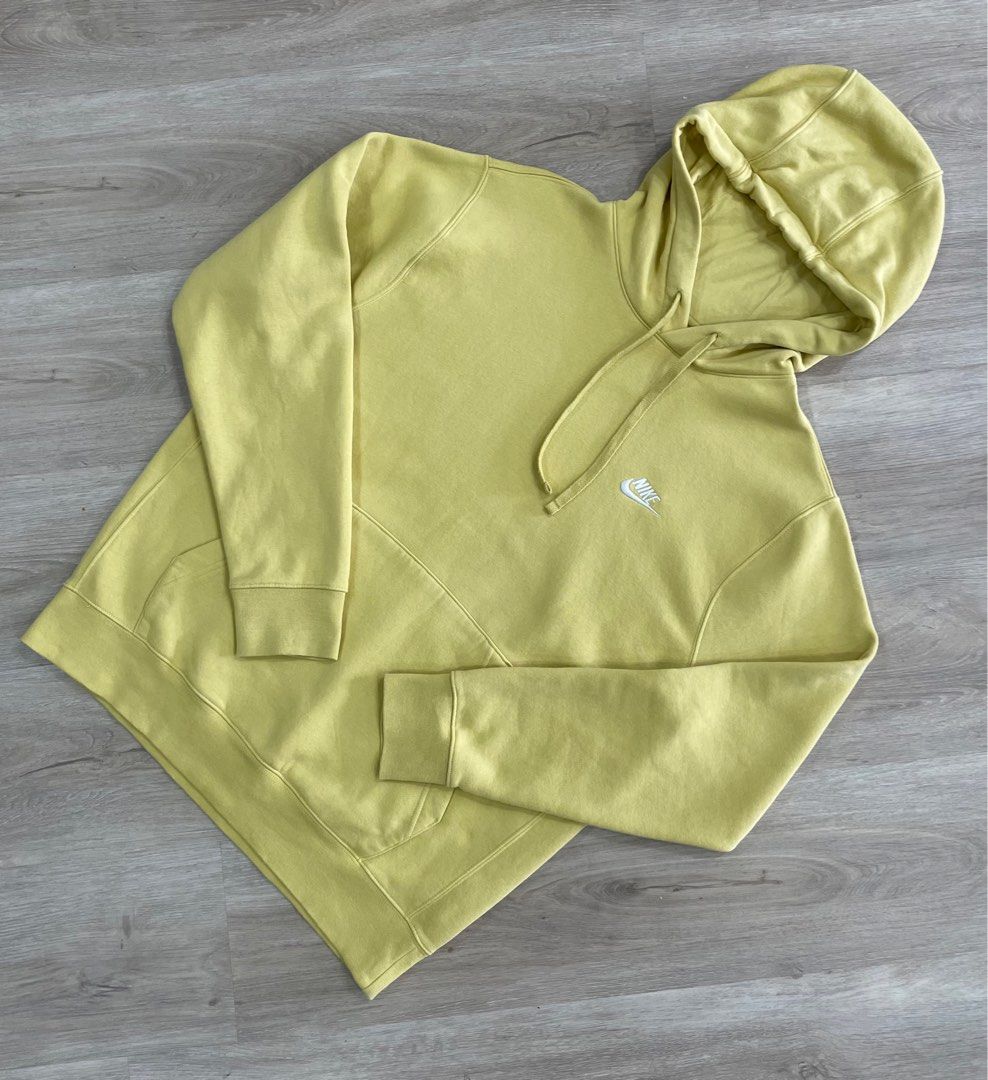 NIKE CLUB HOODIE SOFT YELLOW Men s Fashion Tops Sets Hoodies