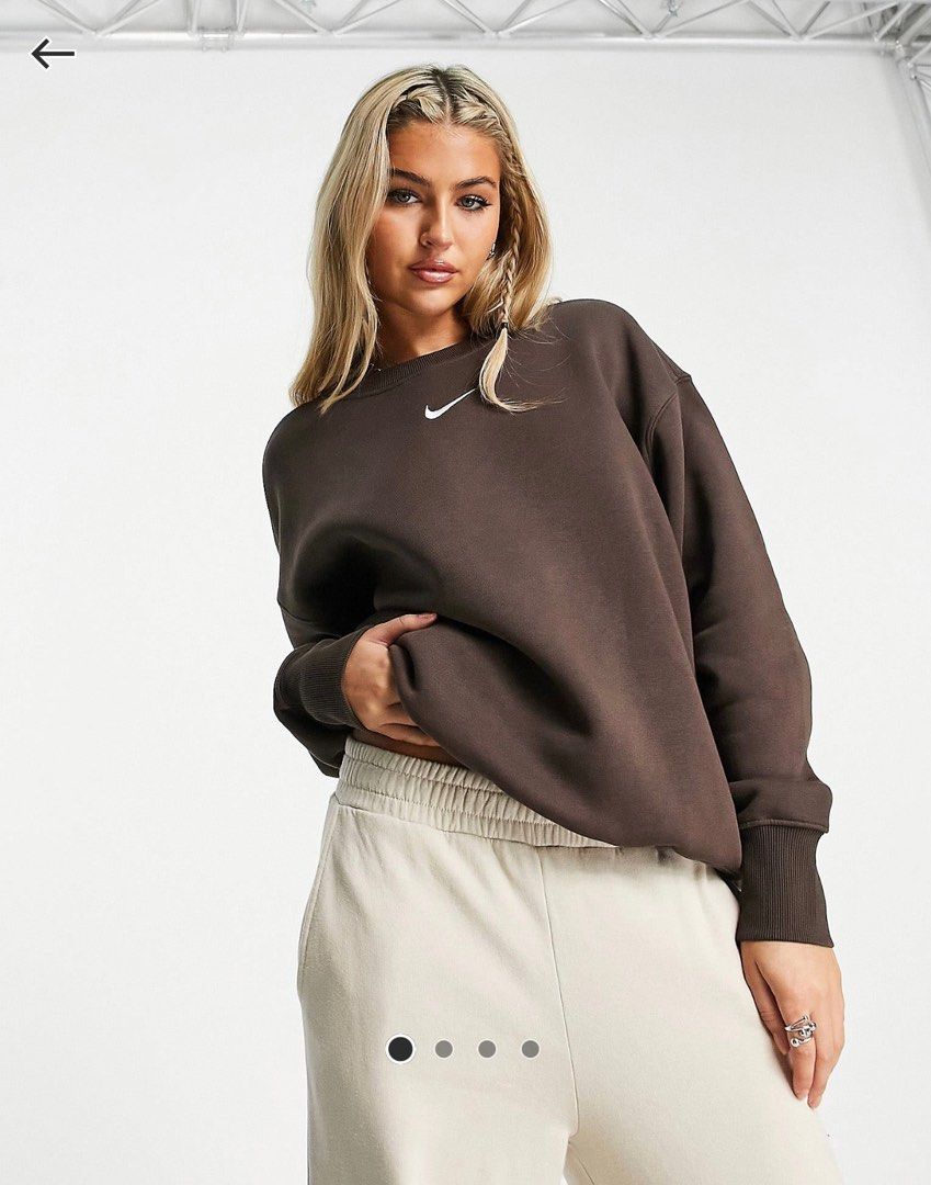 Nike Mini Swoosh Oversized Crew Sweatshirt (Brown), Women's Fashion, Tops,  Longsleeves on Carousell