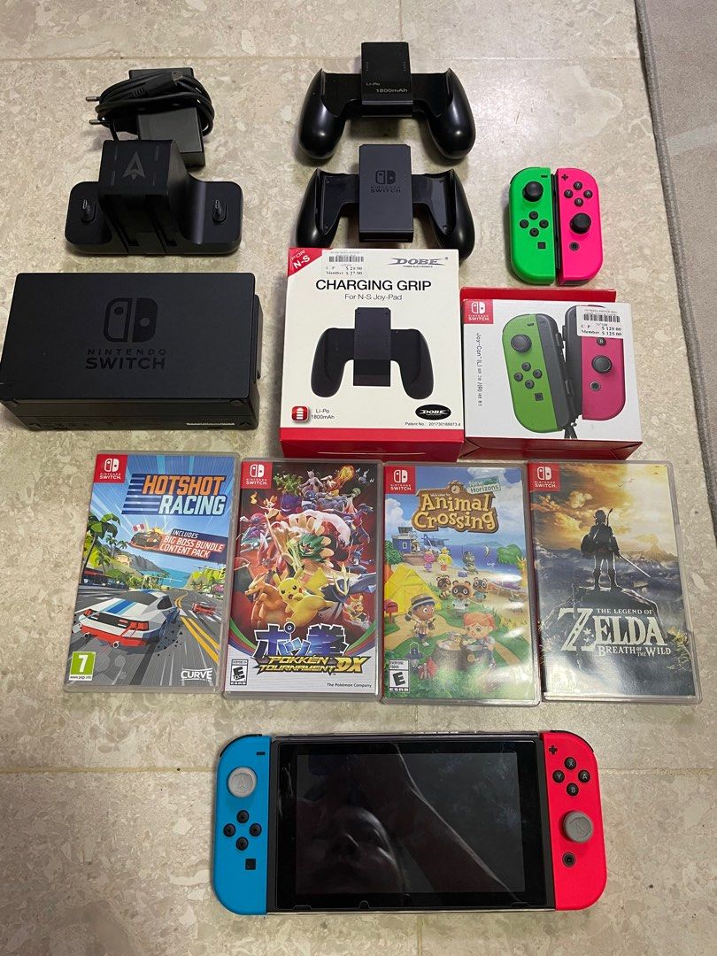 Nintendo Switch Neon Bundle with games, Video Gaming, Video Game