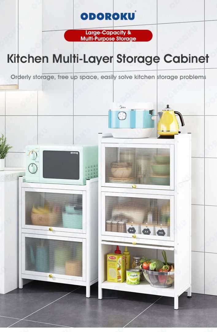 ODOROKU 3/4/5 Tiers White Heavy Duty Free Standing Kitchen Rack with ...