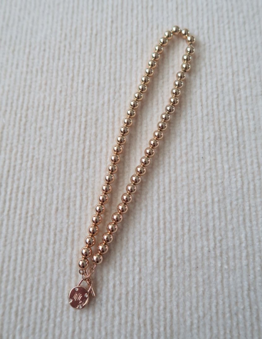 Ralph Lauren RL Gold Beaded Logo Necklace