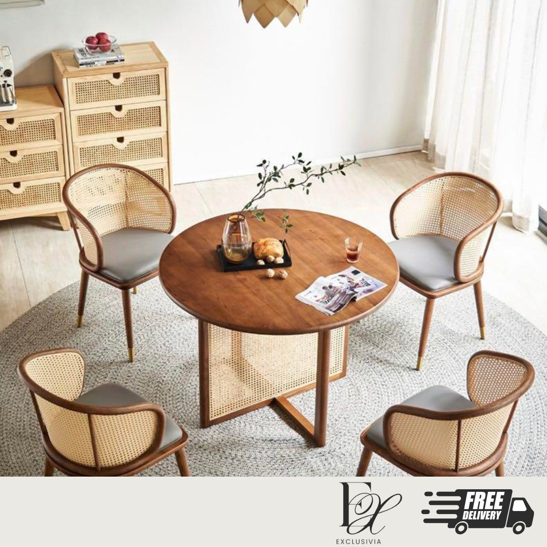 Dining Table Rattan Round ELLA, Furniture & Home Living, Furniture ...