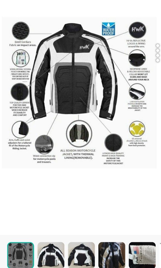 Riding jacket waterproof motorcycle jacket Hwk brand imported on Carousell