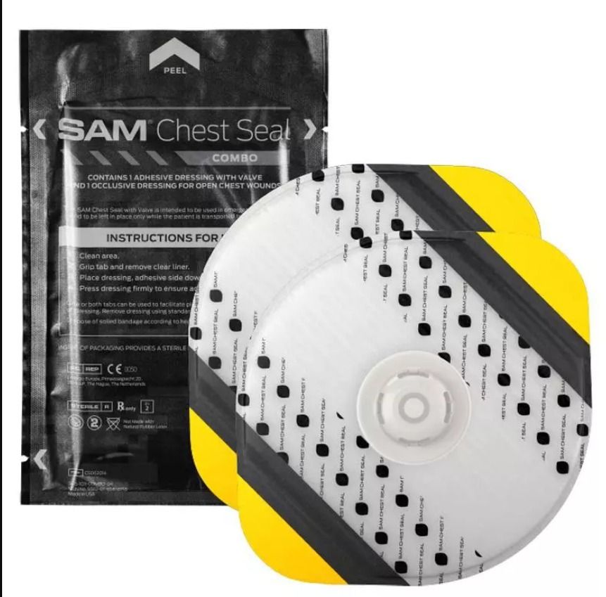 SAM CHEST SEAL OCCLUSIVE DRESSING TRAUMA TRAINING AID Medical Vented Chest Wound Seal, Health