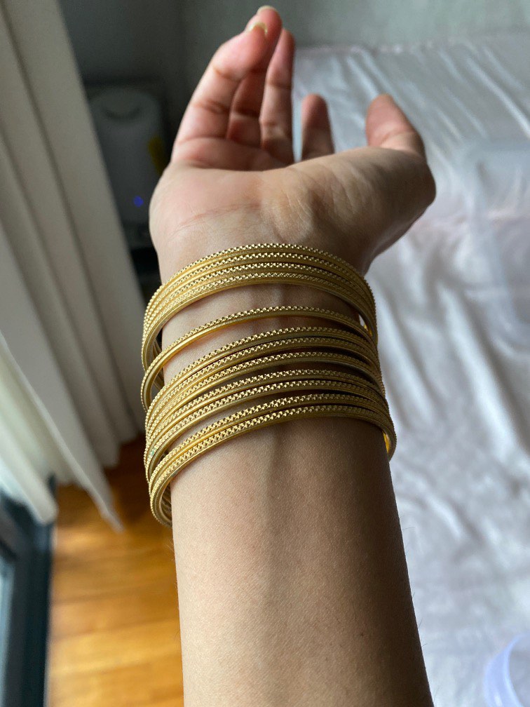 Set of 12 dull gold metal Bangles Women s Fashion Jewelry