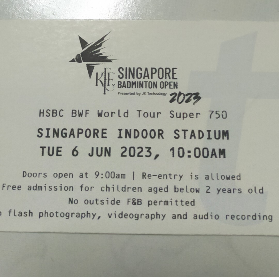 Singapore badminton open 2023, Tickets & Vouchers, Event Tickets on