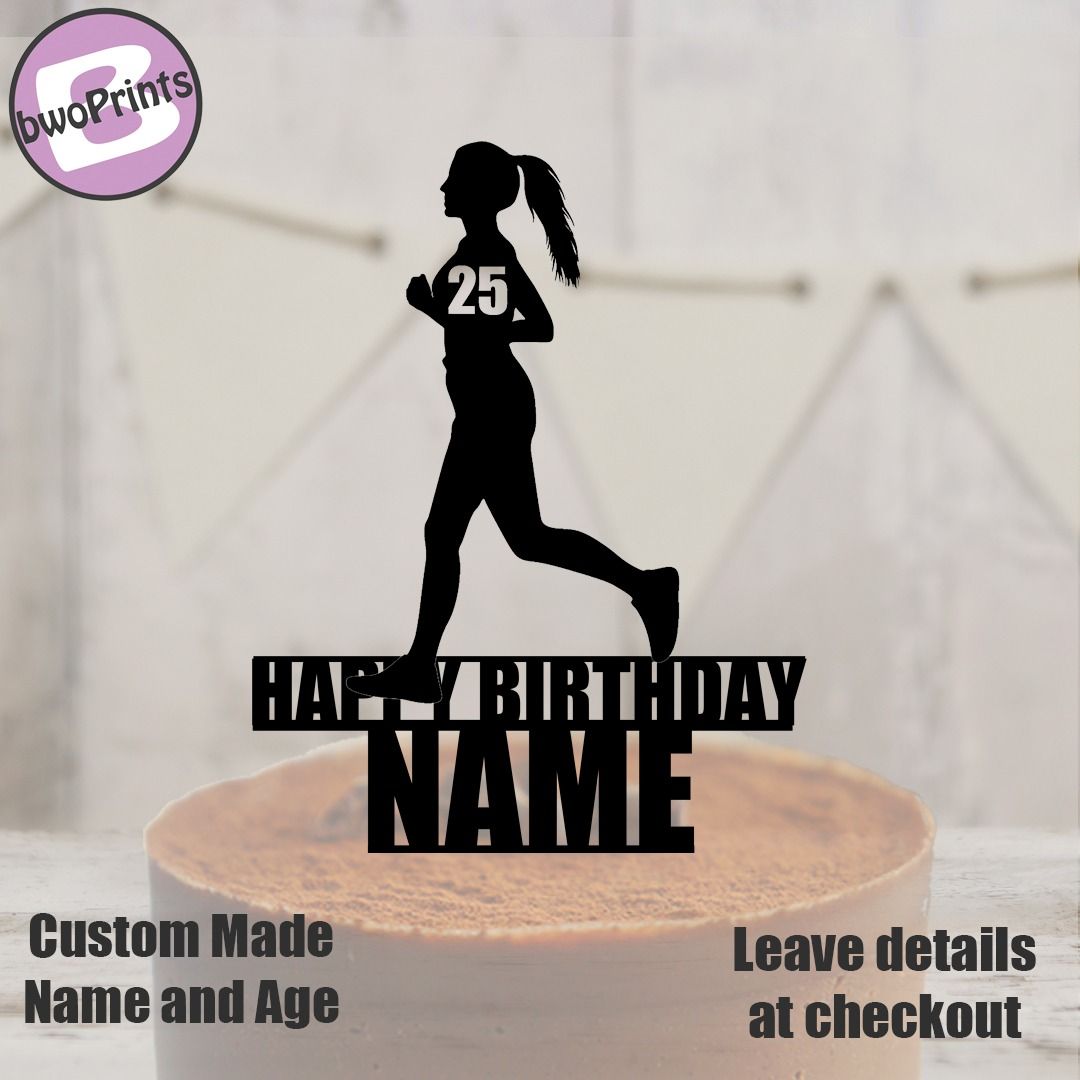Custom Made Marathon Runner Athlete Theme Birthday Cake Topper