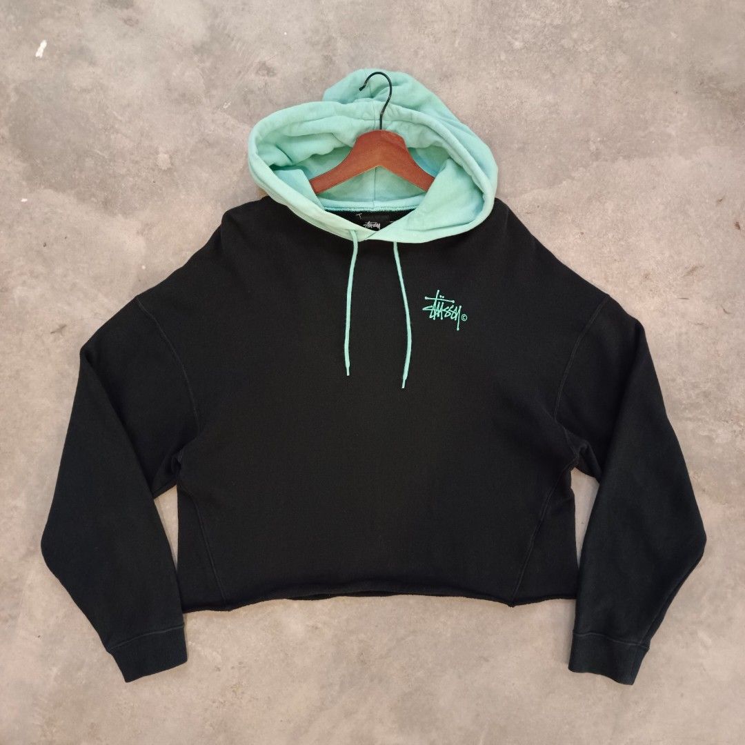 Stussy two tone hoodie green clearance