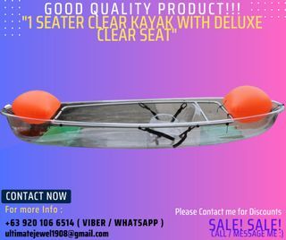 T1-B/ 1-Person Cleat Kayak Transparent Boat with Deluxe Clear Seat Good Quality