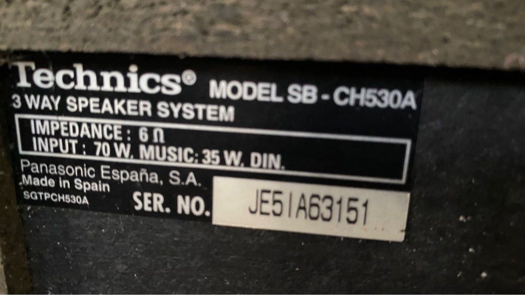 Technics Speakers SB-CHB30A (Category: Soundbars, Speakers & Amplifiers) located in Tabaco. Submitted by cinemahilig (Listing ID 1234977717, Image 2). Description: Good working condition. Nasa photos po ang specs. Last price posted. Buyer shoulders shipping. Item location: Tabaco City, Albay. 09395763344.