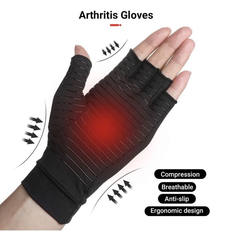 DISUPPO Arthritis Gloves Relieve Pain from Rheumatoid, RSI,Carpal Tunnel,  Hand Gloves Fingerless for Computer Typing and Dailywork, Support for Hands