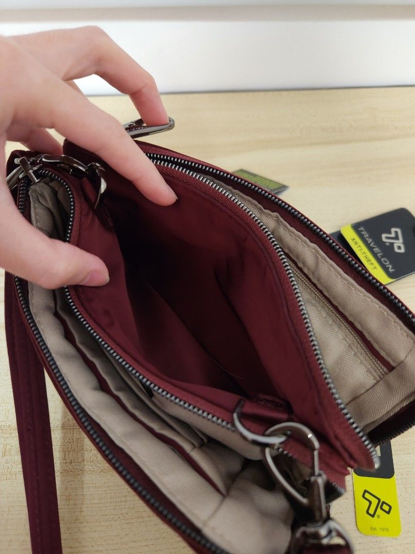 Travelon Anti Theft Parkview Double Zip Clutch Crossbody Bag, Women's