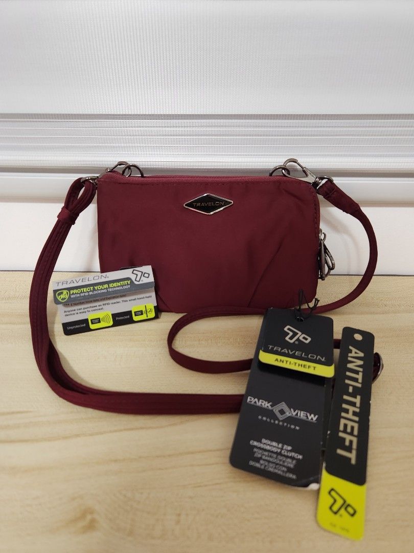 Travelon Anti Theft Parkview Double Zip Clutch Crossbody Bag, Women's