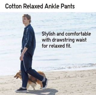 UNIQLO men cotton relaxed ankle length pants