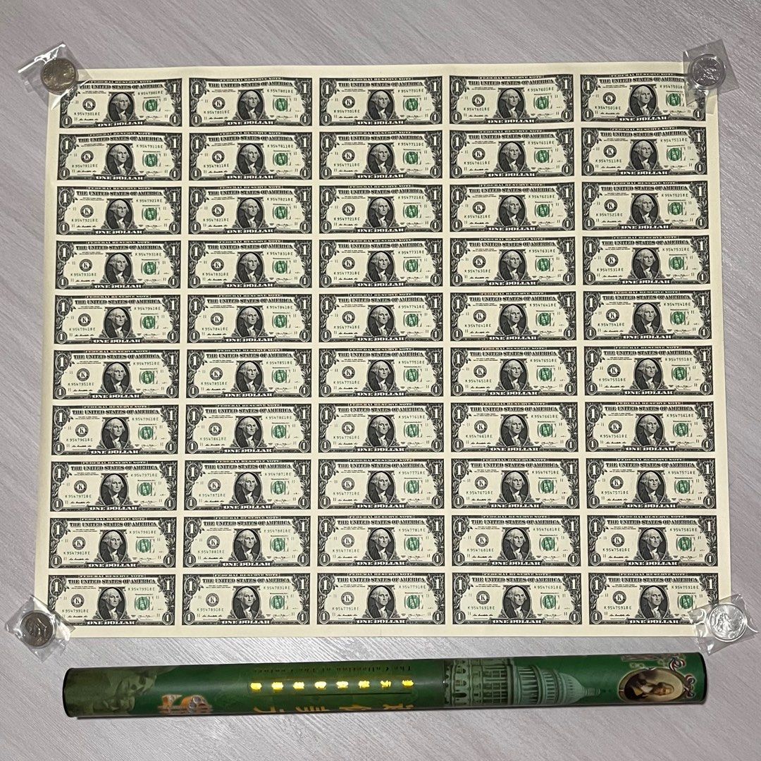 USD$1 50-in-1 Uncut Sheet, Hobbies & Toys, Memorabilia & Collectibles,  Currency on Carousell