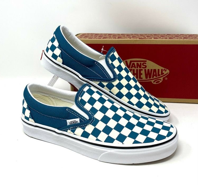 Checkerboard vans teal hot sale