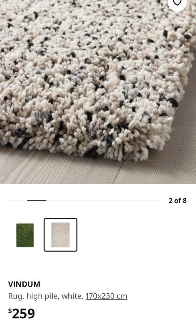 Vindum Ikea High Pile Rug, Furniture & Home Living, Home Decor, Carpets
