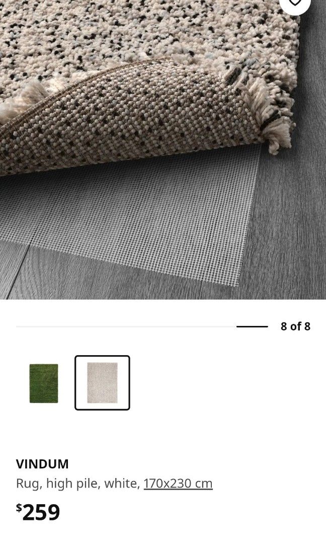 Vindum Ikea High Pile Rug, Furniture & Home Living, Home Decor, Carpets