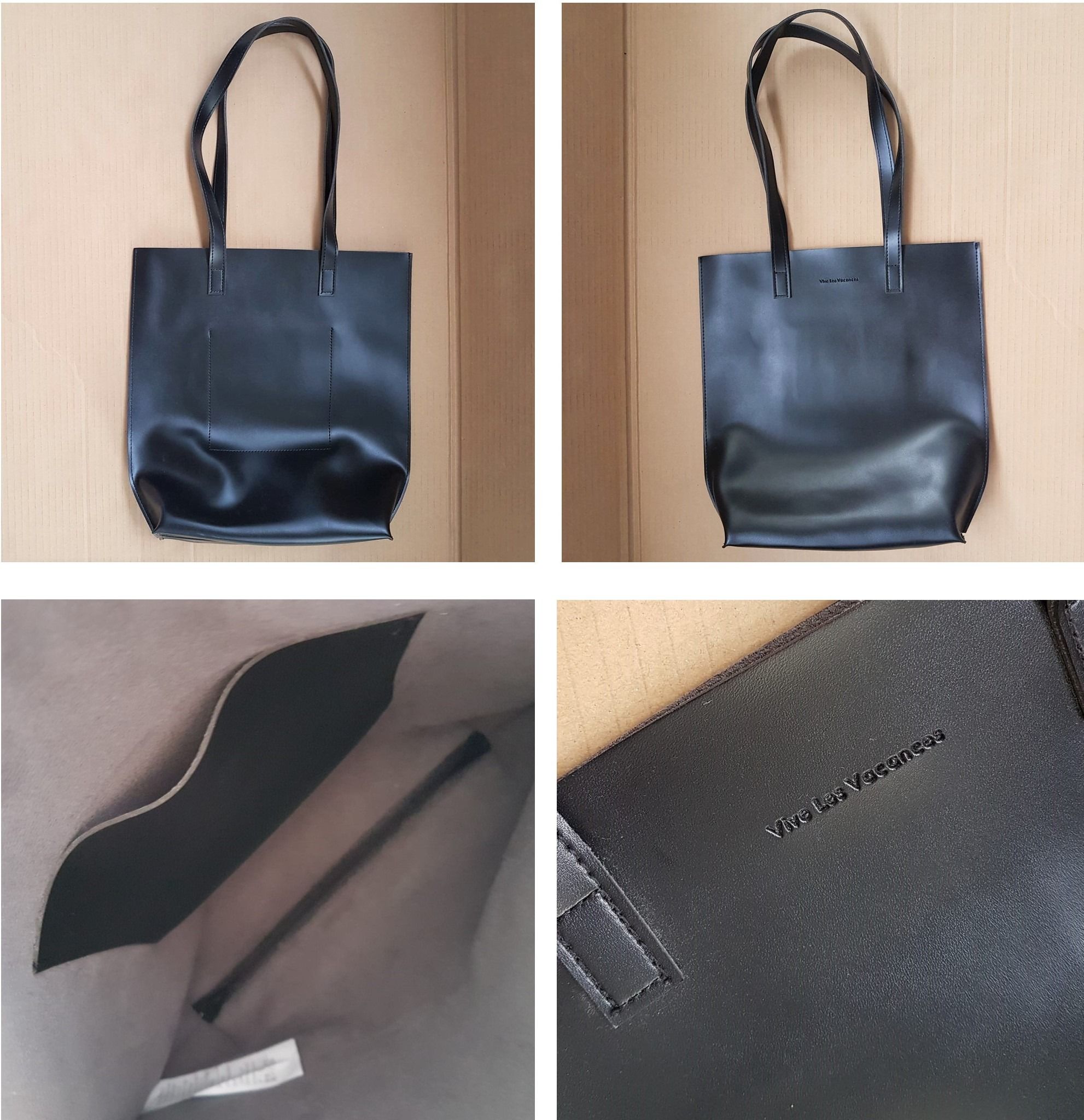 Vive Les Vacances Black Tote Bag Shoulder Bag Duffle Bag In