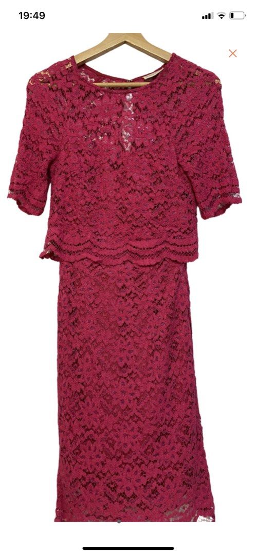 chinese dress ladies WHISTLES CORAL PINK LACE BODICE SHORT SLEEVE PLEATED SKIRT FIT & FLARE   Whispers Dress Agency