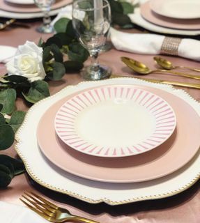 White and Pink four set dining and charger plates