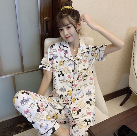 Women Cute Pajamas Pyjamas Set Homeliving Sleepwear Lingerie Set