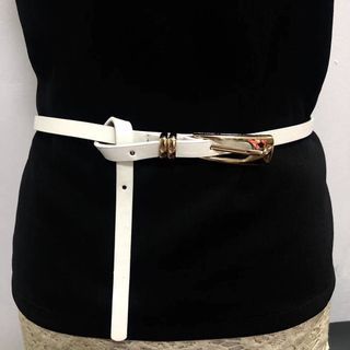 Women's white thin leather belt