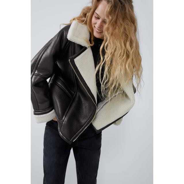 Zara Double Faced Jacket | Zara Shearling Leather Jacket