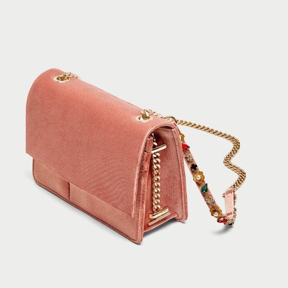 Zara Velvet Pink Diamond Sling Bag
