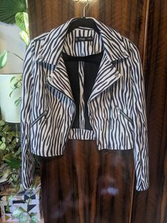 Zebra stripe jacket faux suede material size small