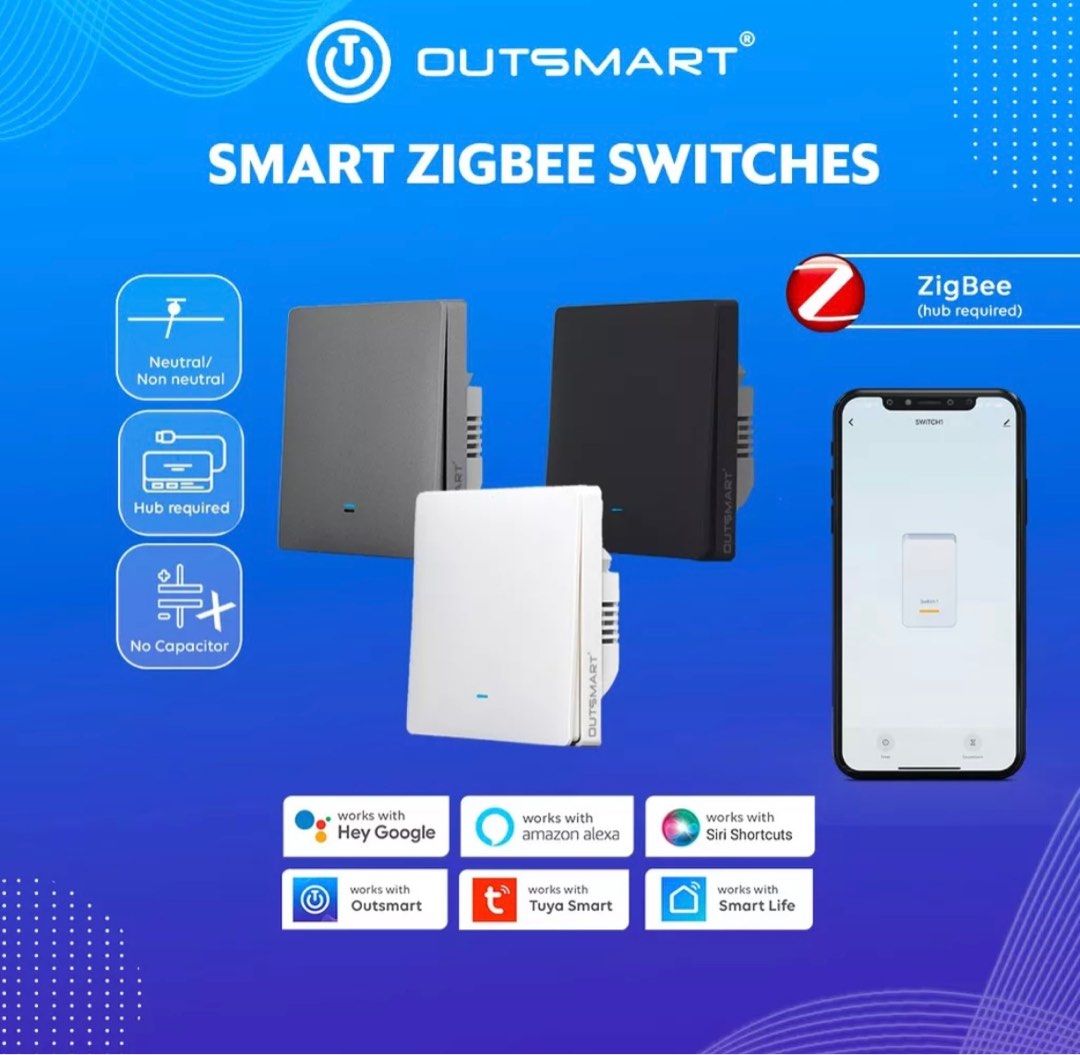 Zigbee Smart Switch, Series M (1, 2 & 3 gang), Furniture & Home Living ...