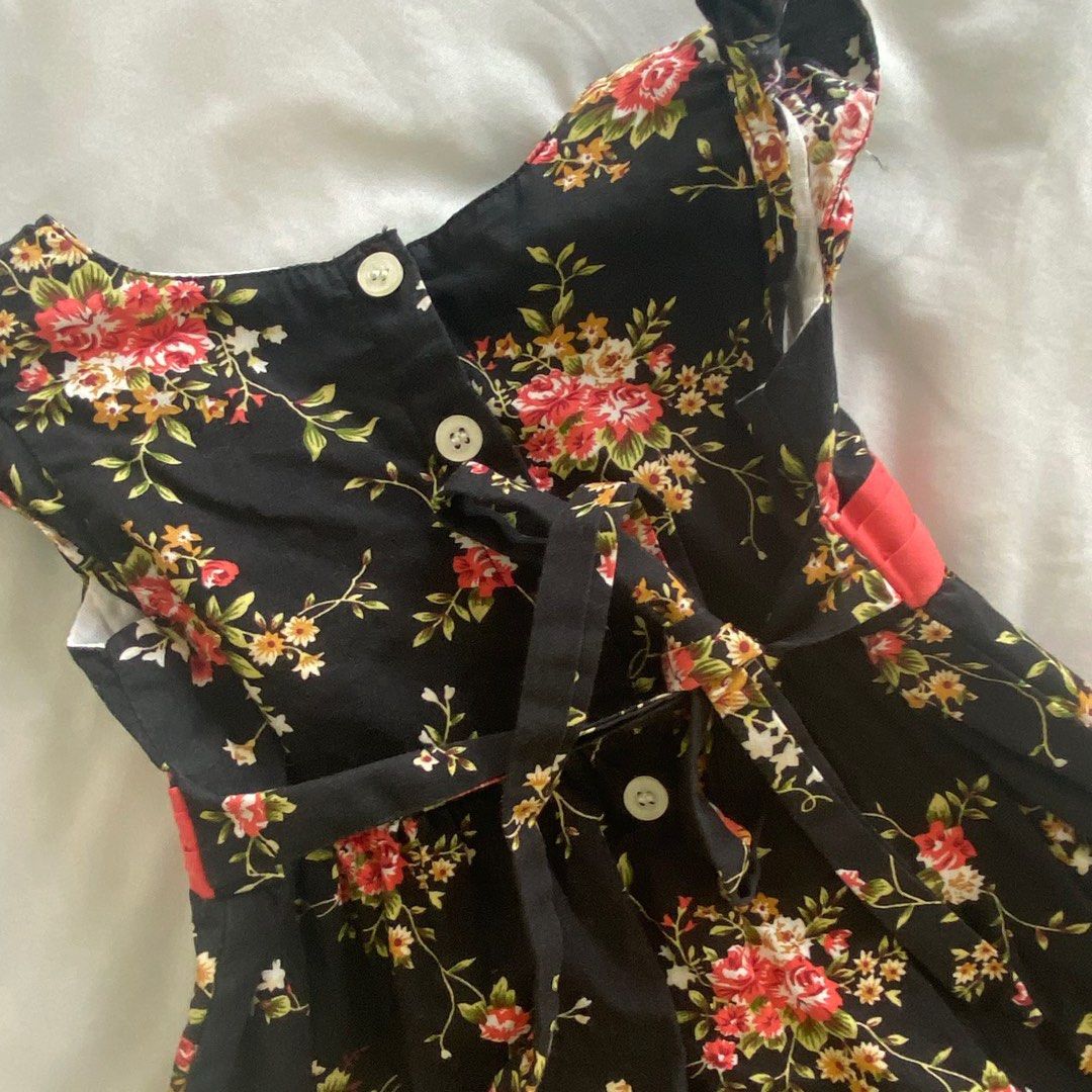 12 Months Black flower dress Babies Kids Babies Kids