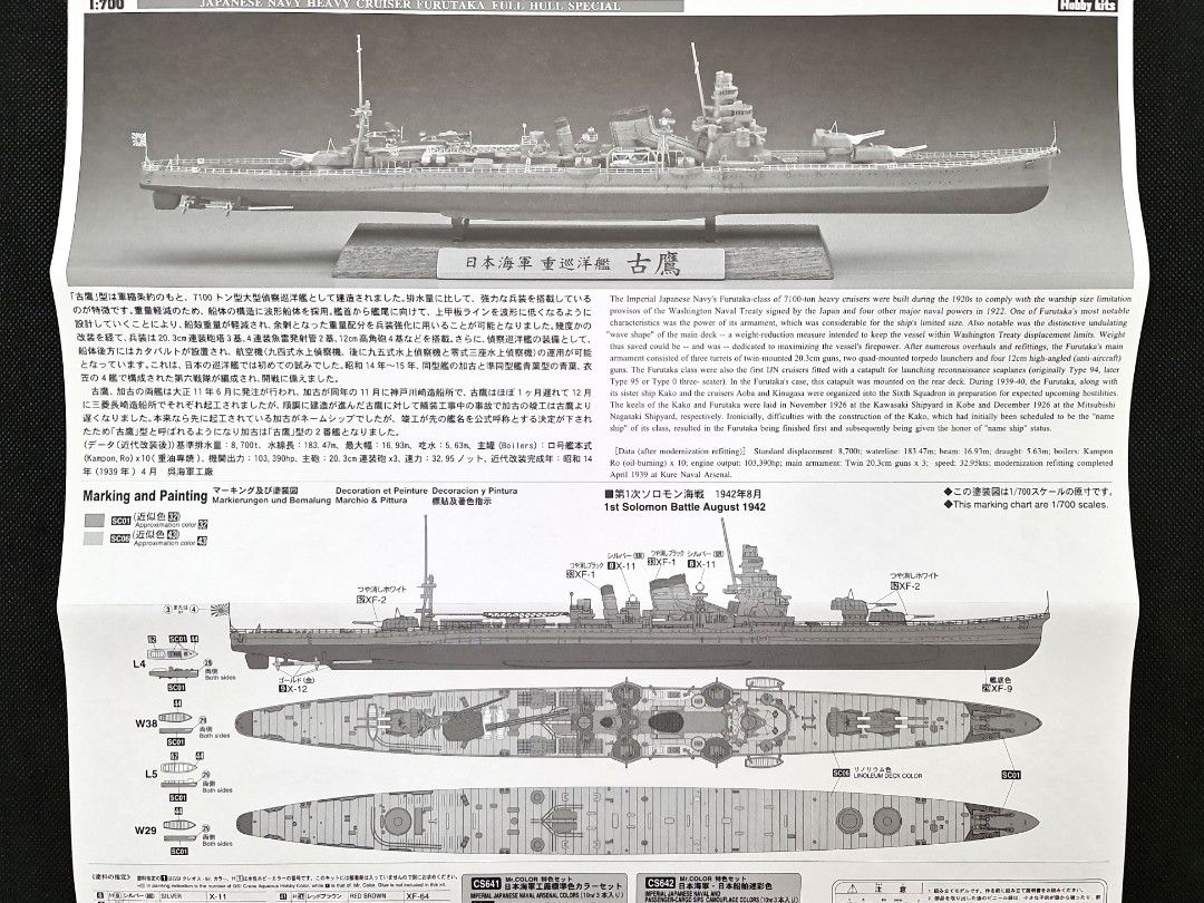 1/700 #43165 Hasegawa Full Hull IJN Furutaka Class Heavy Cruiser