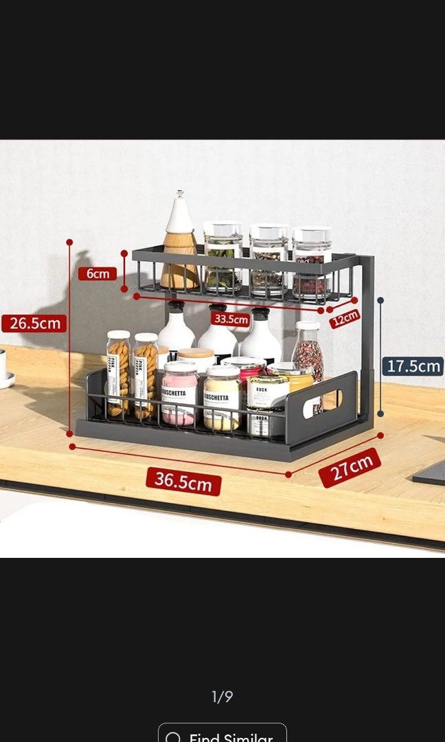 2 Tier Sliding Storage Rack, Furniture & Home Living, Home Improvement